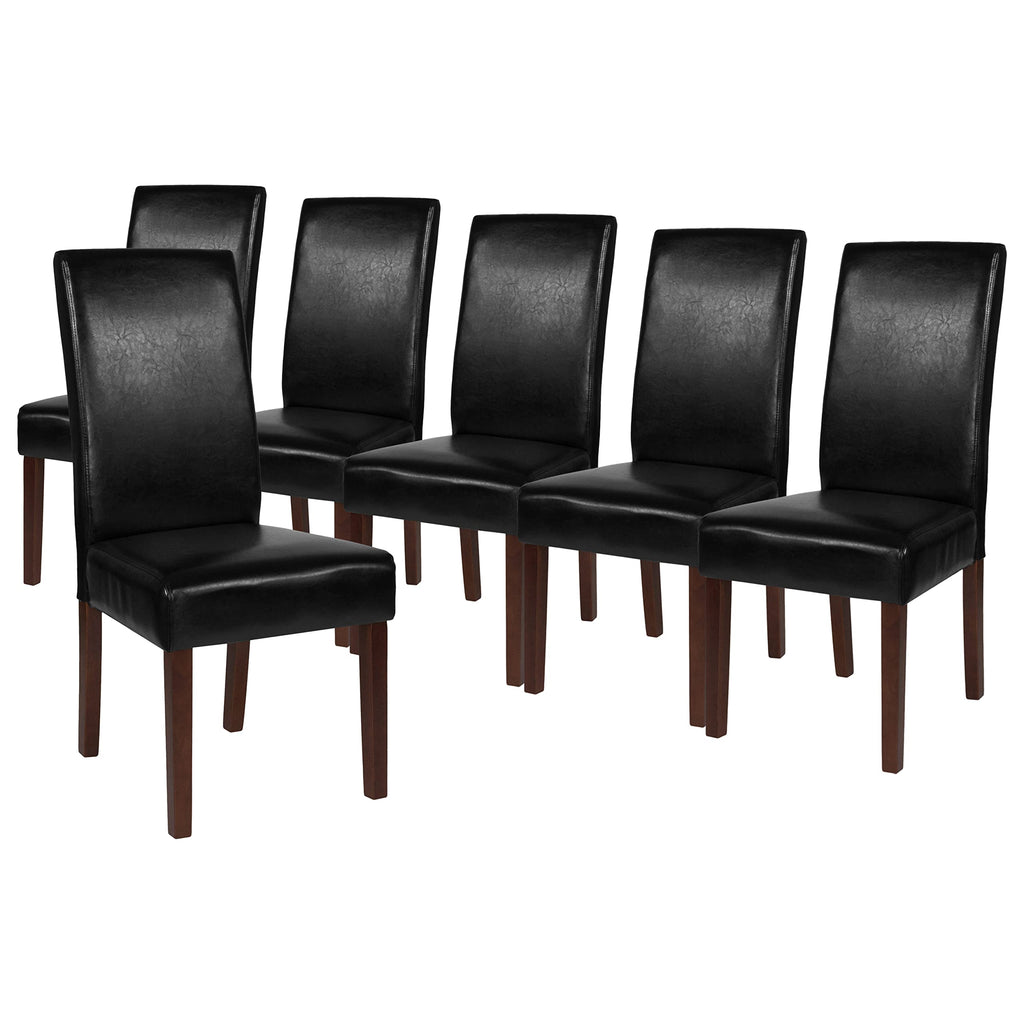 Black Faux Leather Parsons Chair 6-Pack O972