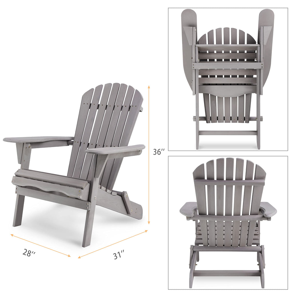 Wooden Folding Adirondack Chairs Set of 2 Solid Cedar D396