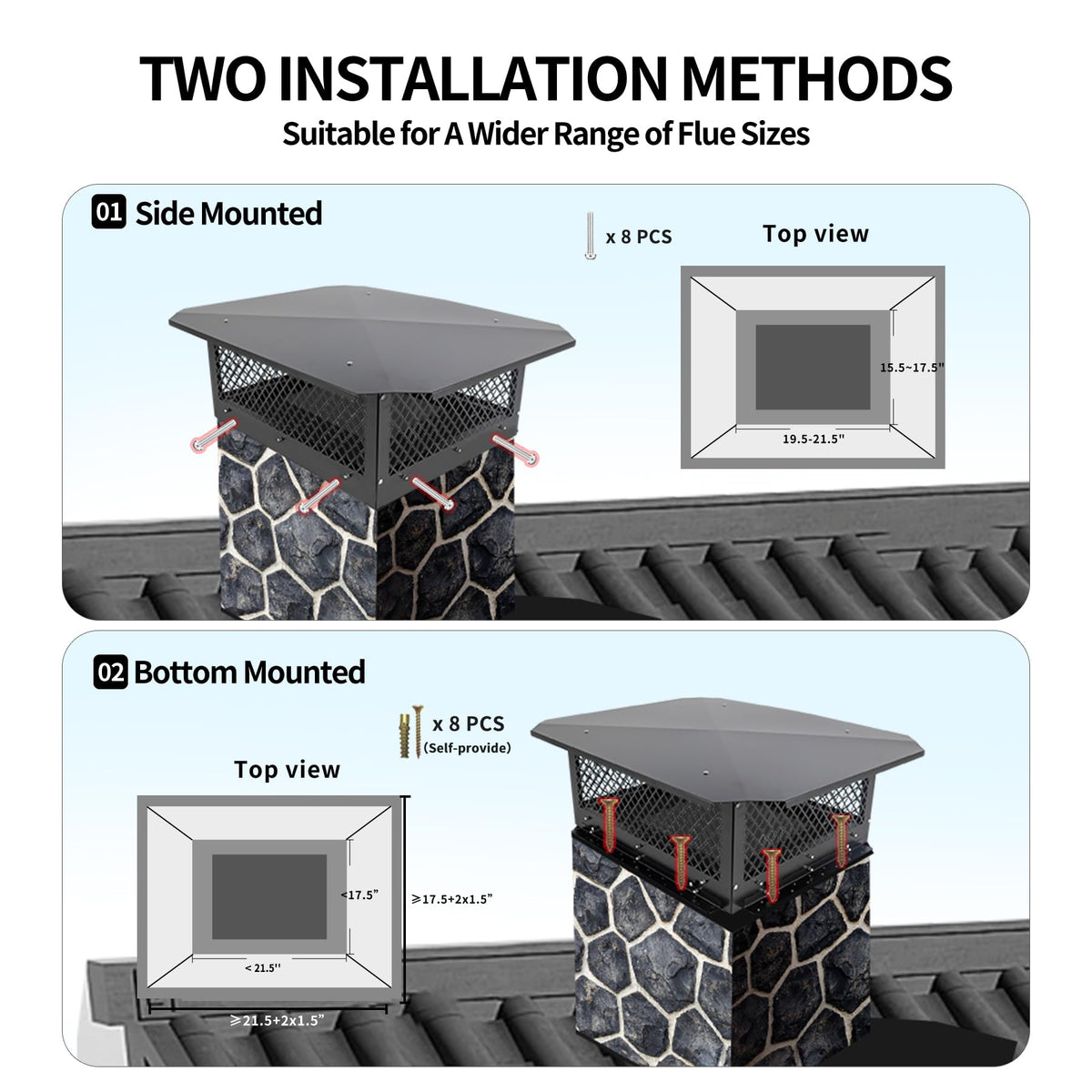 Black Galvanized Steel Chimney Cap T97980
