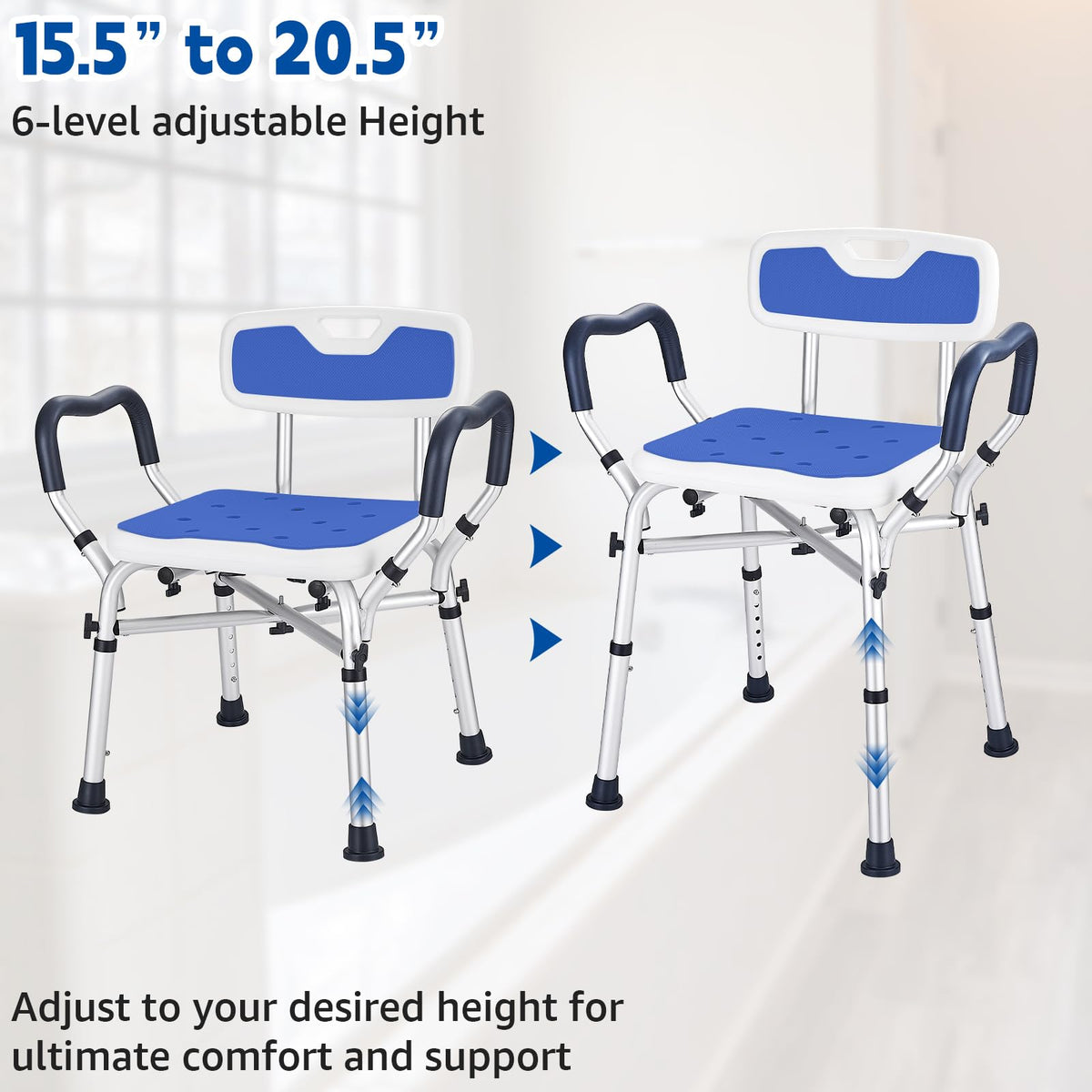 Blue Adjustable Shower Chair N8604