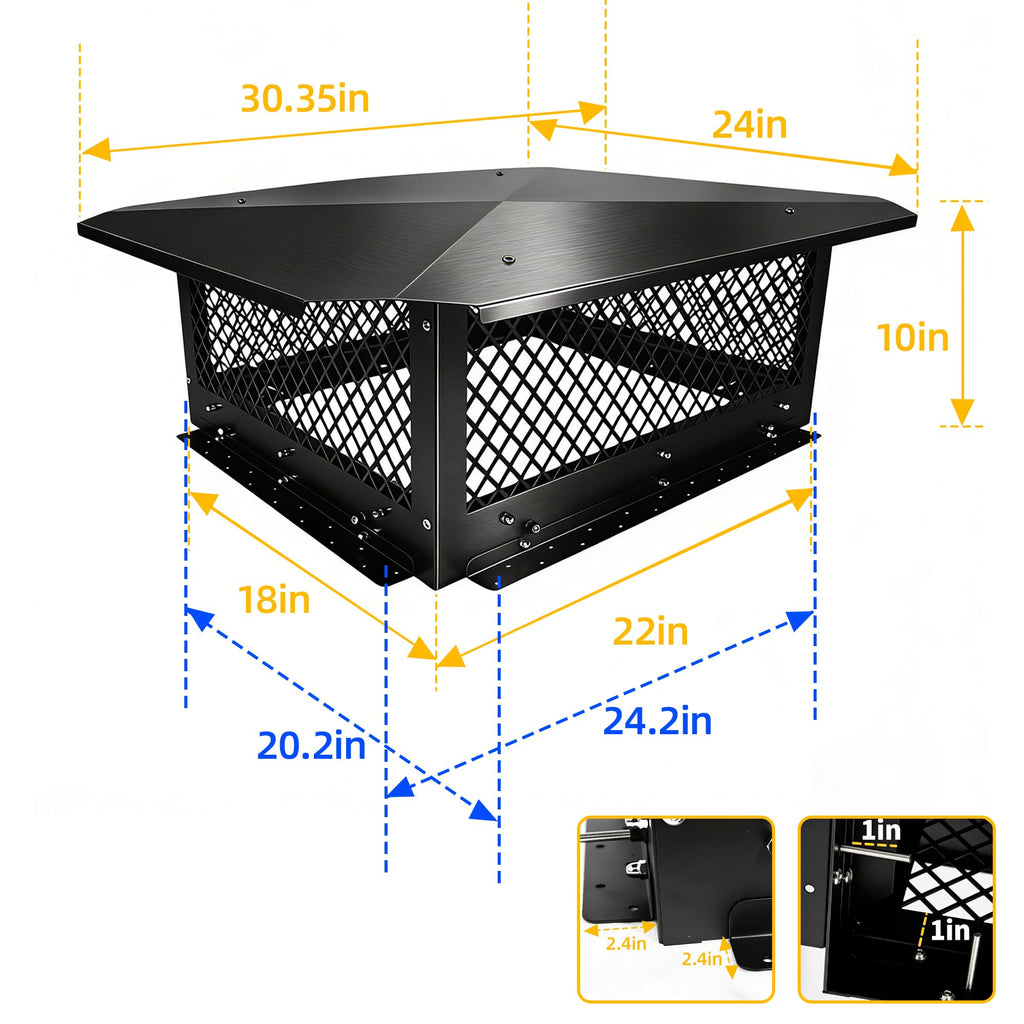Black Galvanized Steel Chimney Cap T97980
