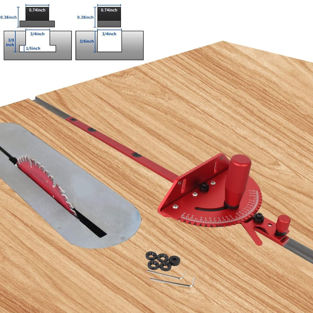 Aluminum Precision Miter Gauge with T-Track Fence and Flip Stop R569446