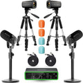 USB Audio Interface 2 XLR Dynamic Microphones 2 4K UHD Cameras Podcast Equipment Bundle K350