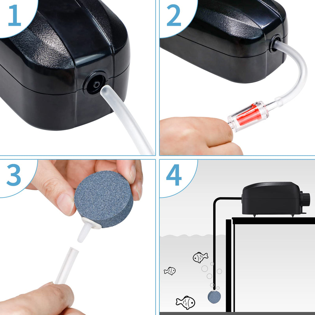 Aquarium Air Pump Dual Outlet Fish Tank Aerator I866956