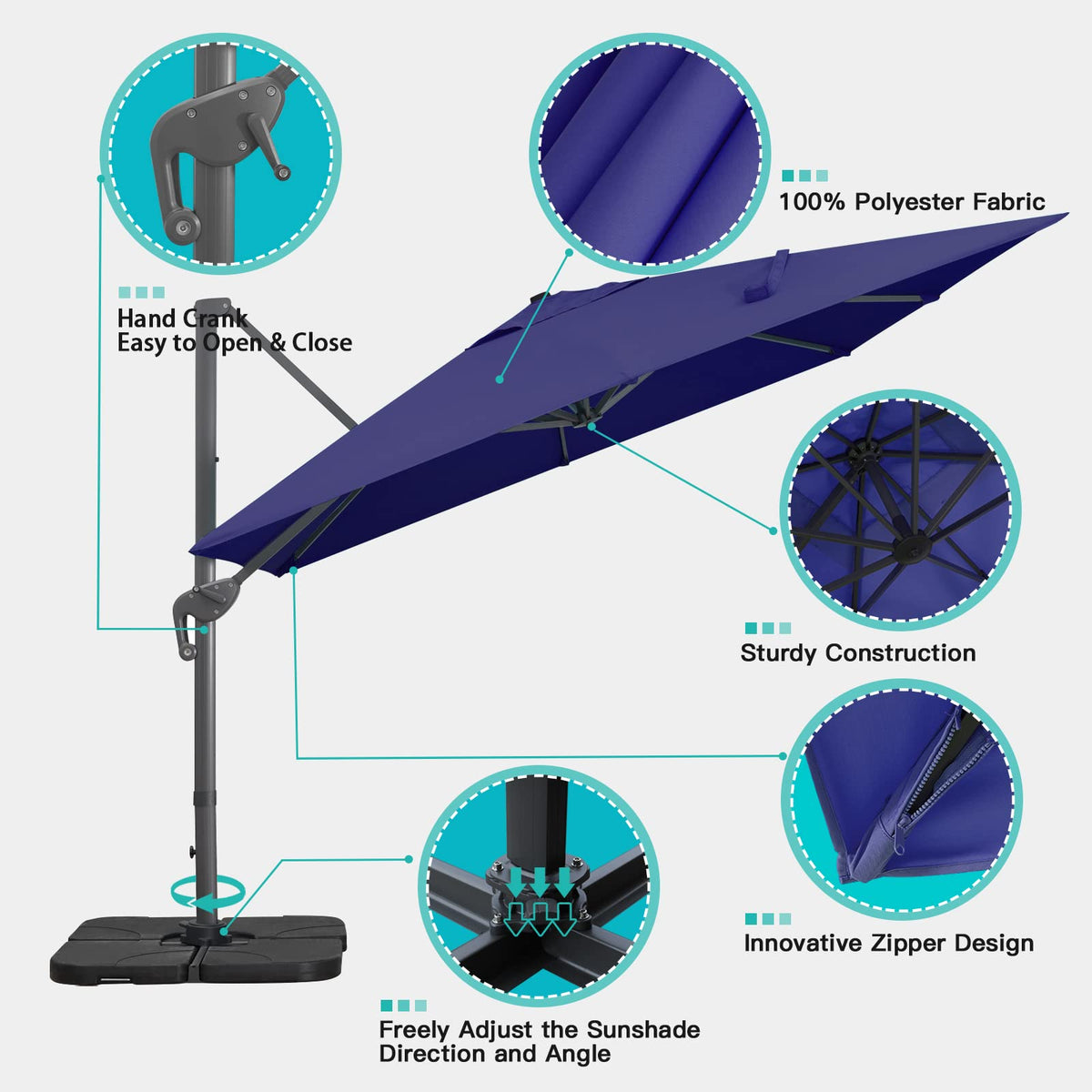 10x13Ft Rectangular Offset Patio Umbrella I398