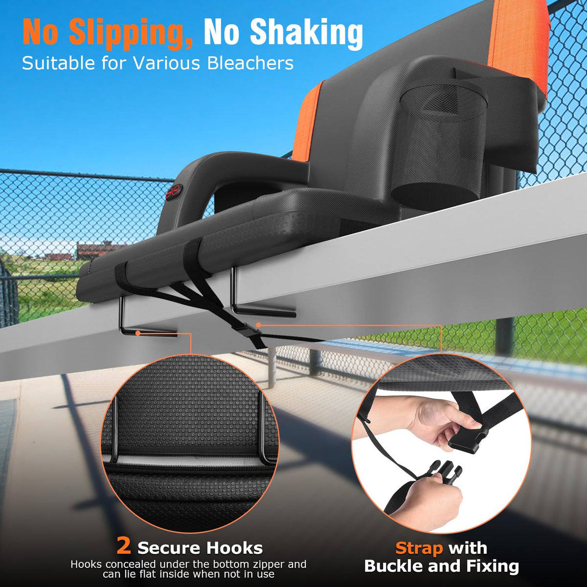 Heated Stadium Seat with Back Support D1455