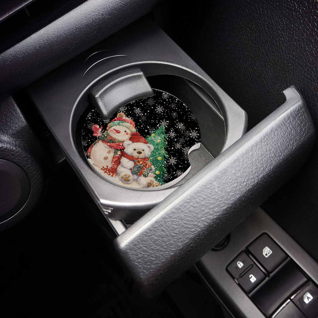 Black Ceramic Car Coasters 2 Piece Set O8668