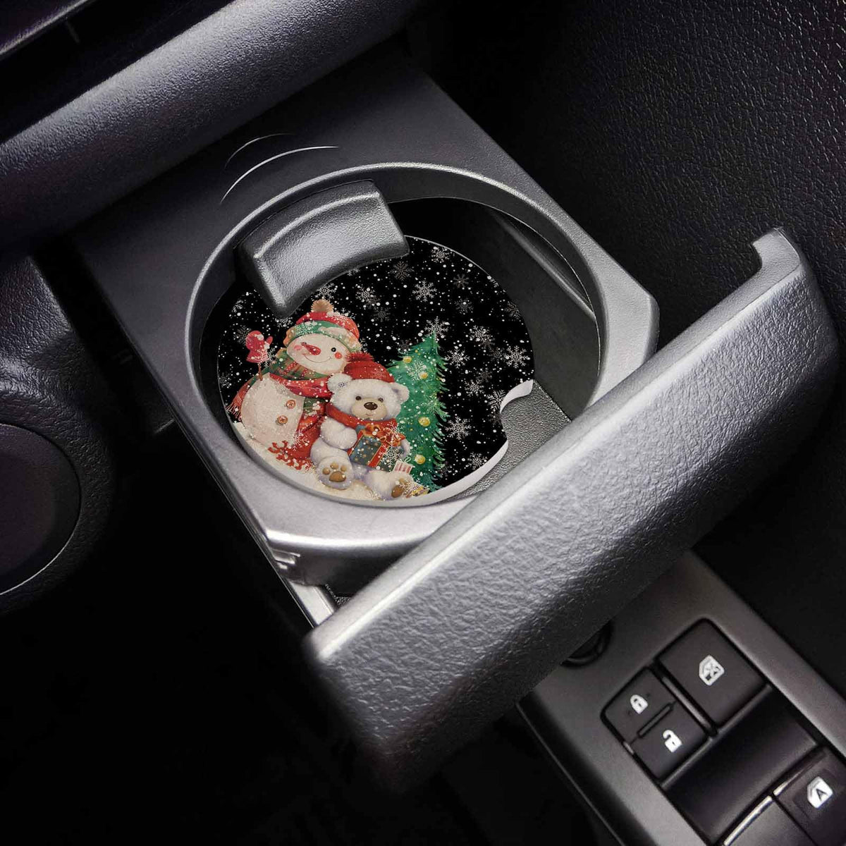 Black Ceramic Car Coasters 2 Piece Set O8668