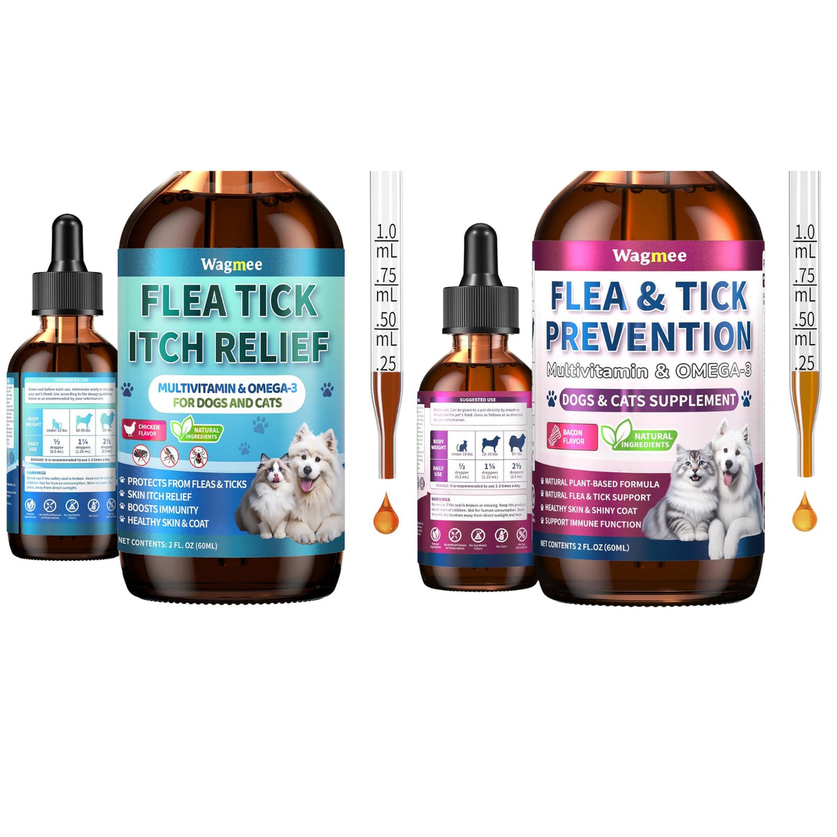 Natural Oral Flea and Tick Drops with Multivitamin for Pets H169
