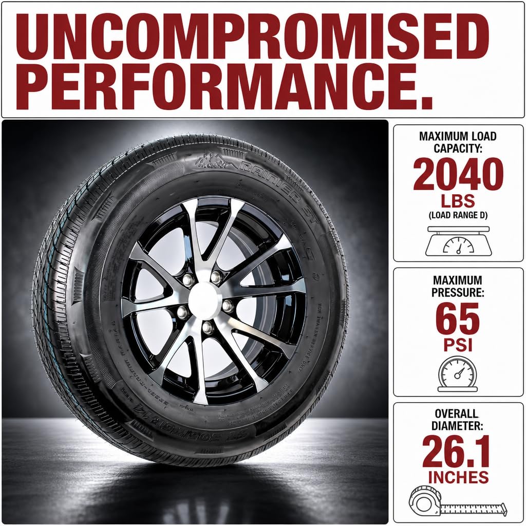 2-Pack Trailer Tire Rim Assembly 4.80-12 12 5 Lug Silver K810