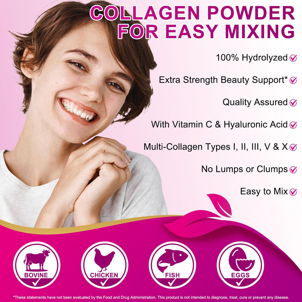 Unflavored Hydrolyzed Collagen Peptides Powder 16 oz B326