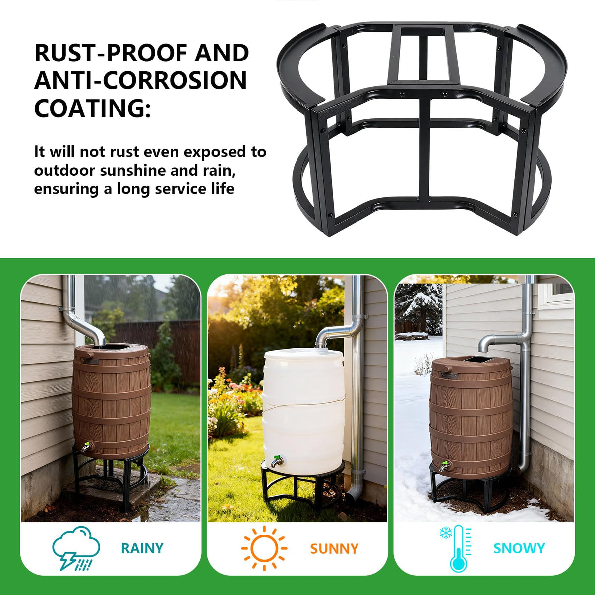 Heavy-Duty Stainless Steel Rain Barrel Stand E9784