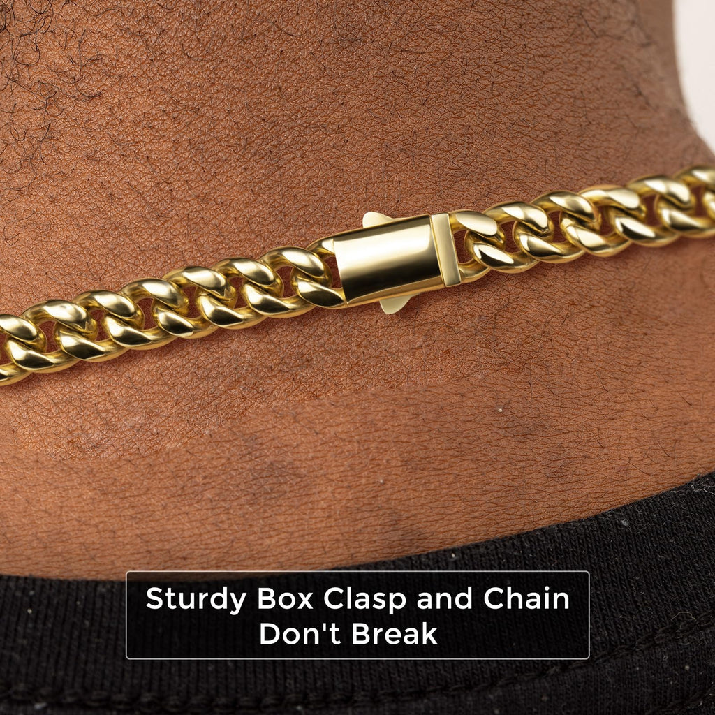 Gold Cuban Link Chain 316L Stainless Steel Necklace 20/22/24 Inches C94085