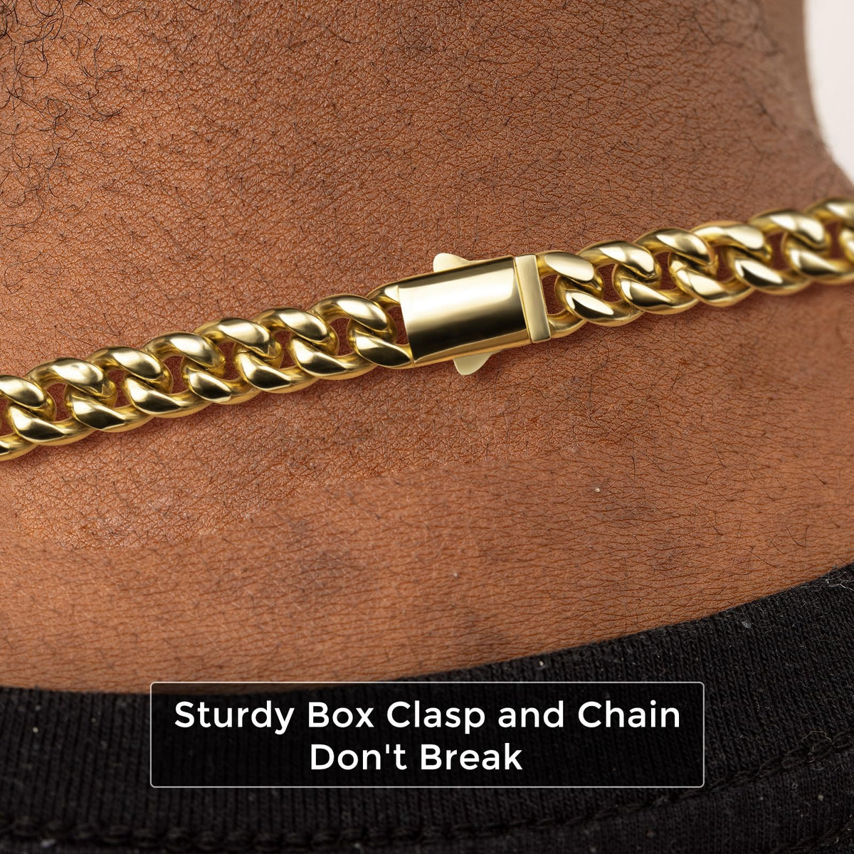 Gold Cuban Link Chain 316L Stainless Steel Necklace 20/22/24 Inches C94085