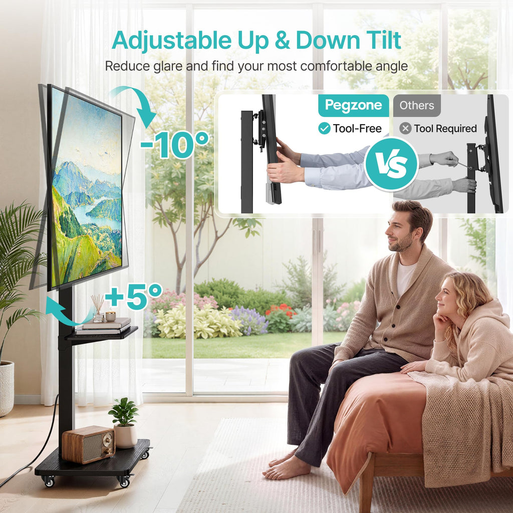 Rolling TV Stand with Power Outlet for 32-75 Inch TVs Y318589