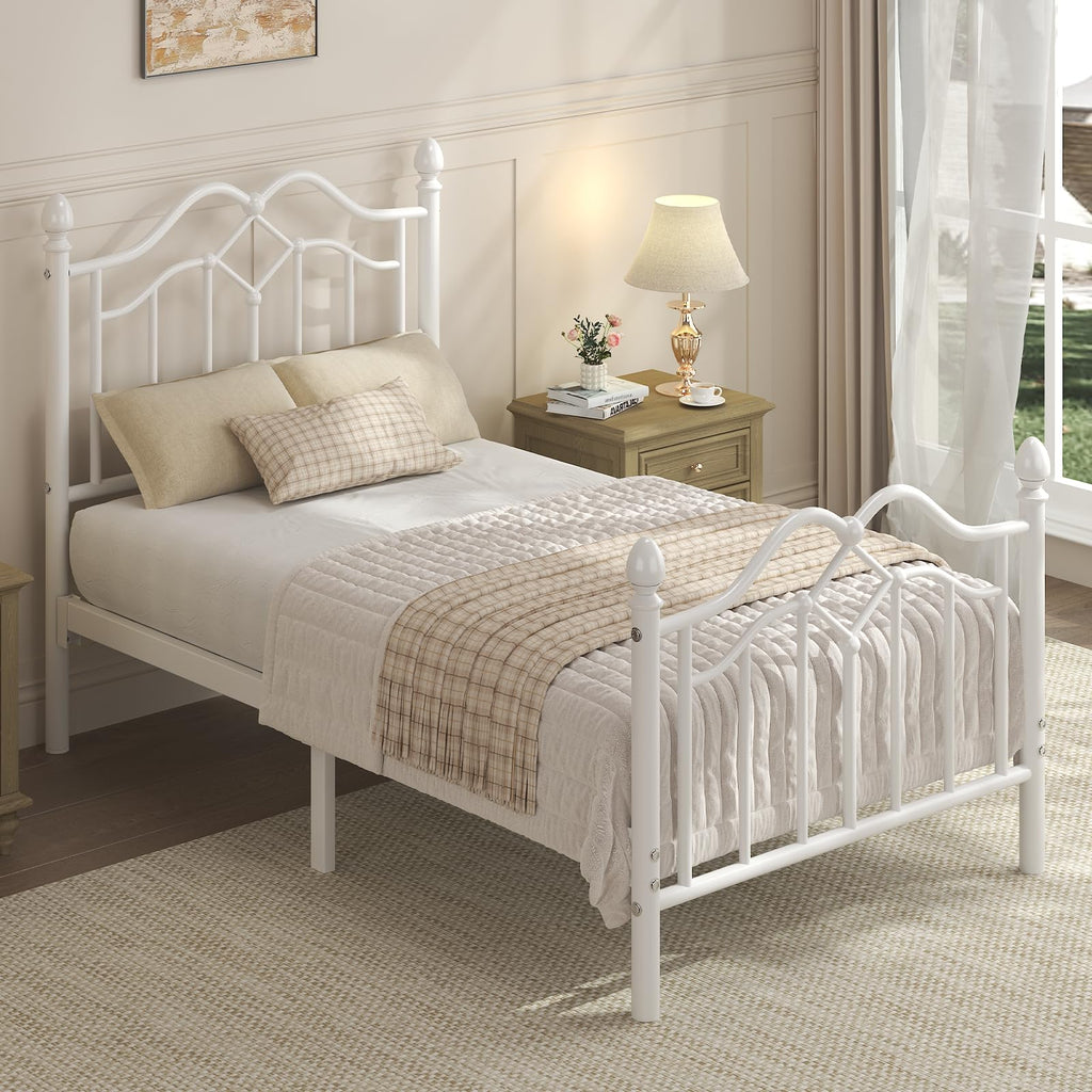 Twin Size Bed Frame with Victorian Headboard & Footboard O202822