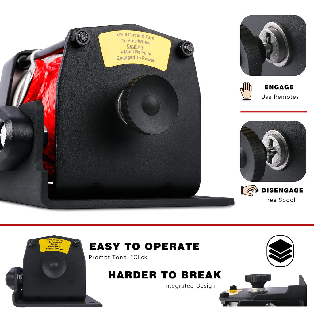 12V 3000LBS Synthetic Rope Electric Winch with Mounting Bracket J8091