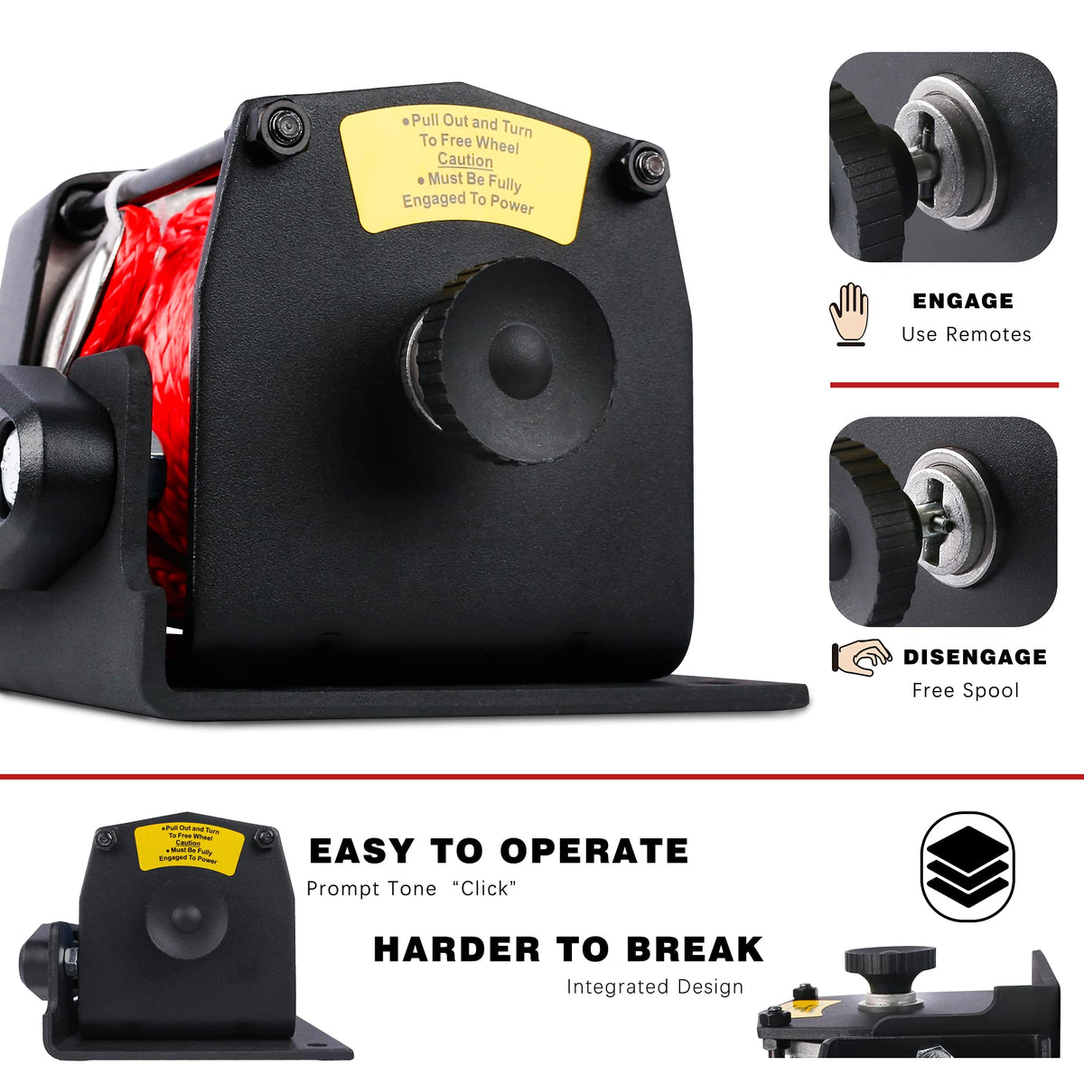 12V 3000LBS Synthetic Rope Electric Winch with Mounting Bracket J8091
