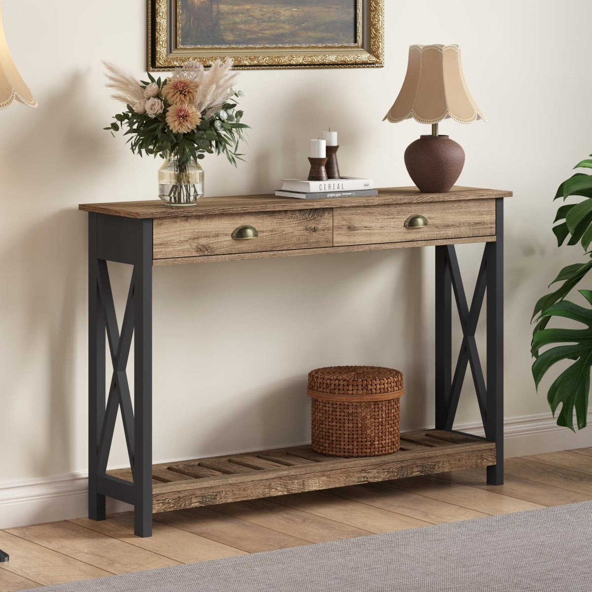 Farmhouse Console Table with Drawer D98655