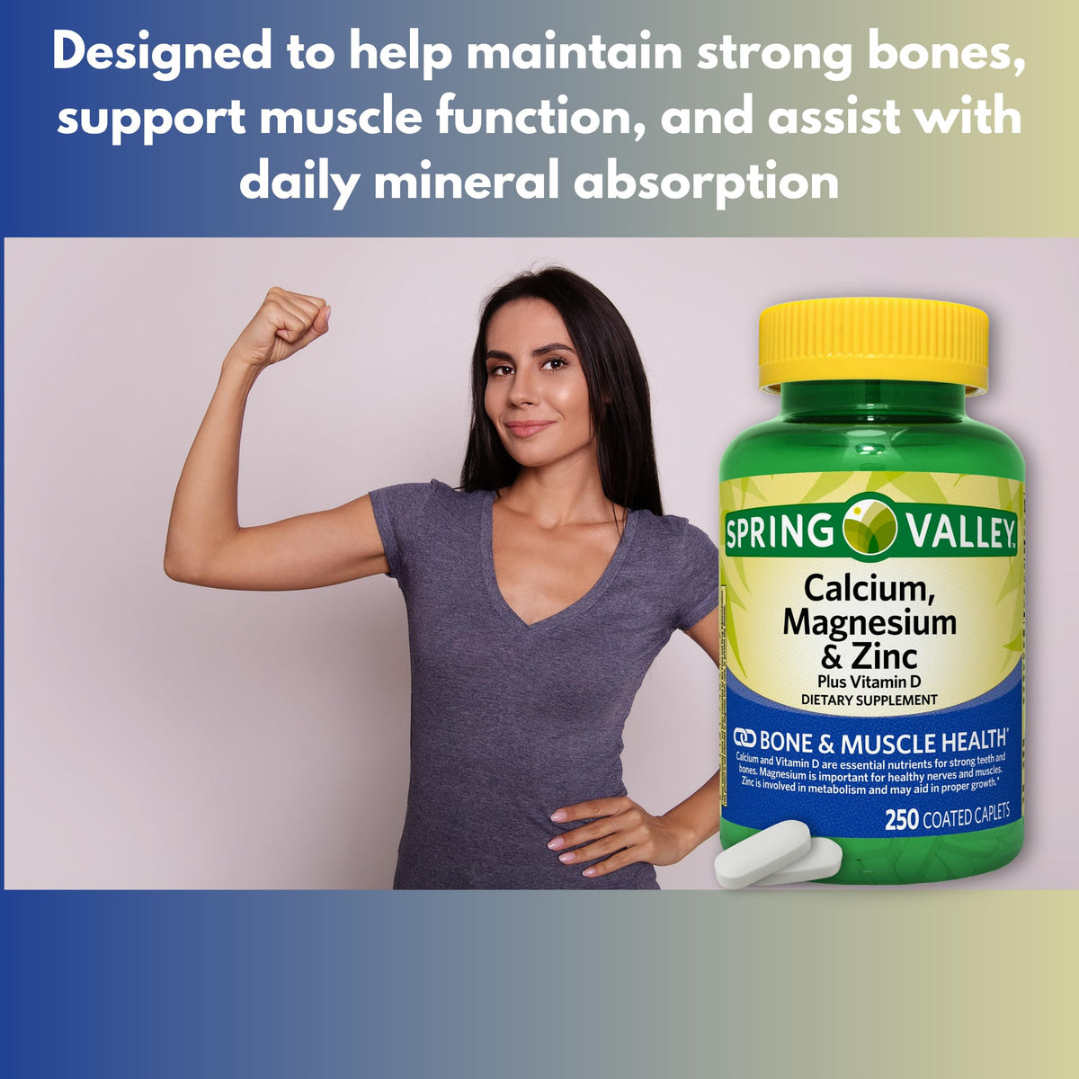 Calcium Magnesium Zinc with D3 Caplets 250ct Y608