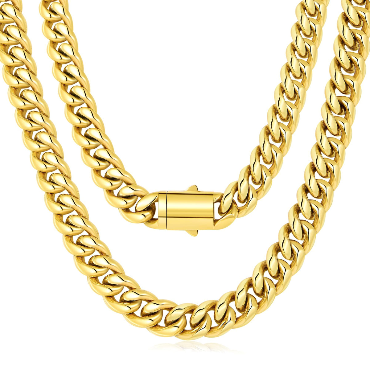 Gold Cuban Link Chain 316L Stainless Steel Necklace 20/22/24 Inches C94085