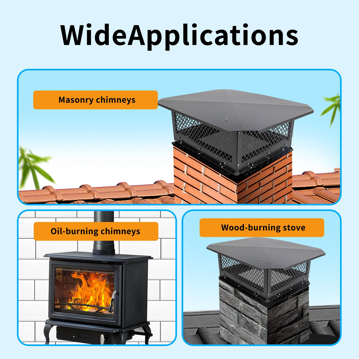 Black Galvanized Steel Chimney Cap T97980