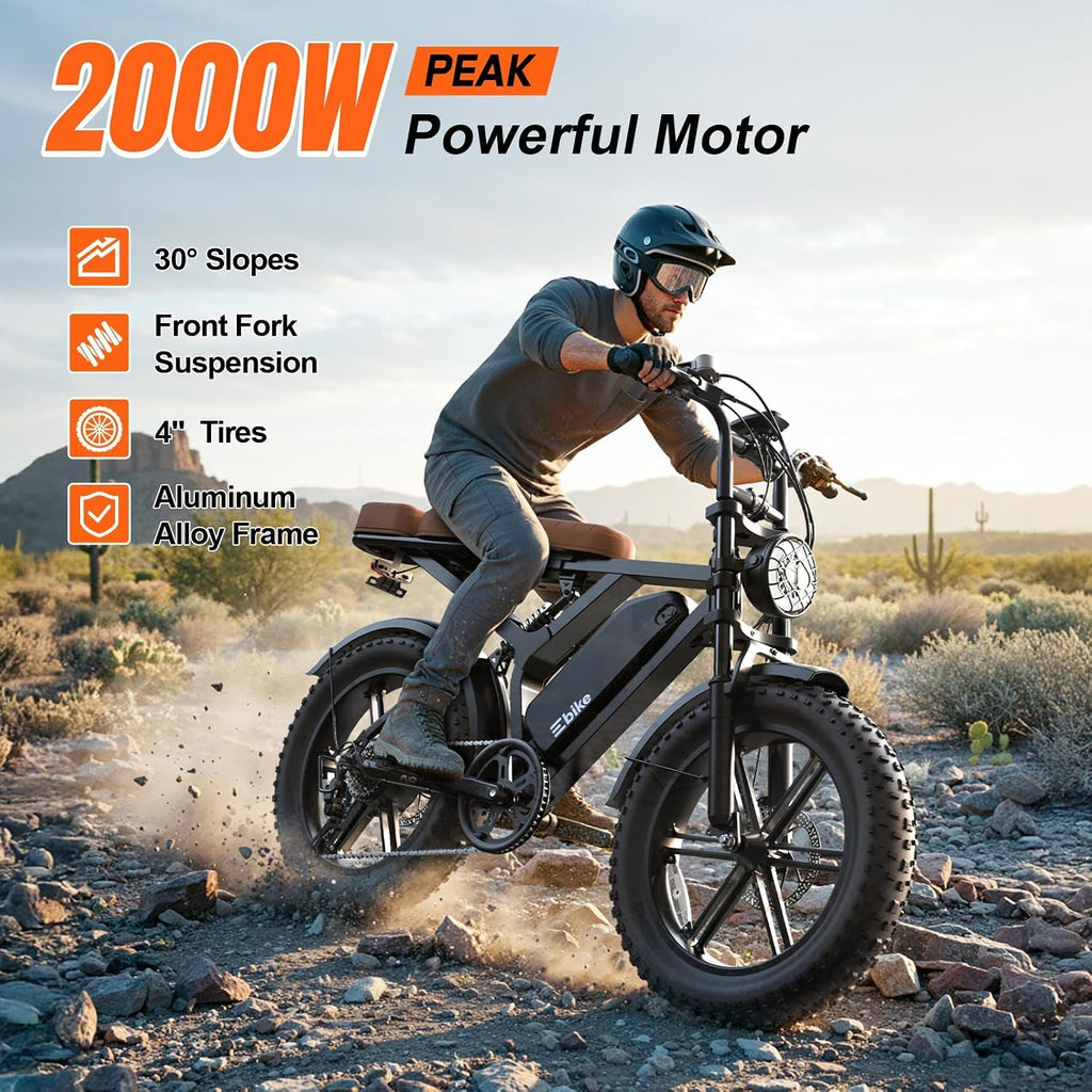 Electric Bike 48V 15 Ah Battery 2000W Peak Motor T8055