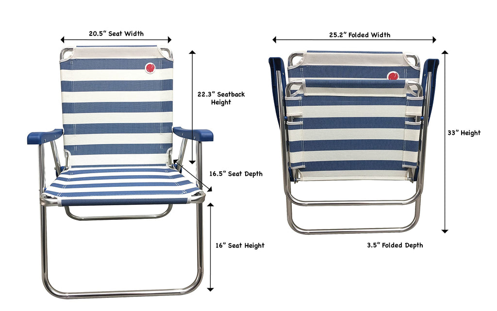 Folding Camp Lawn Chair 2 Pack Blue White F19841