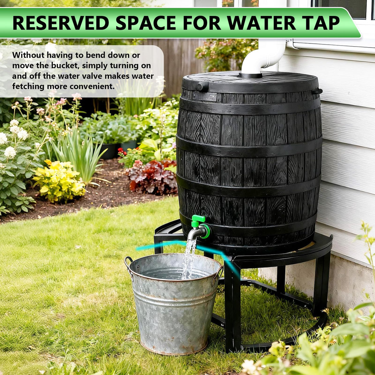 Heavy-Duty Stainless Steel Rain Barrel Stand E9784