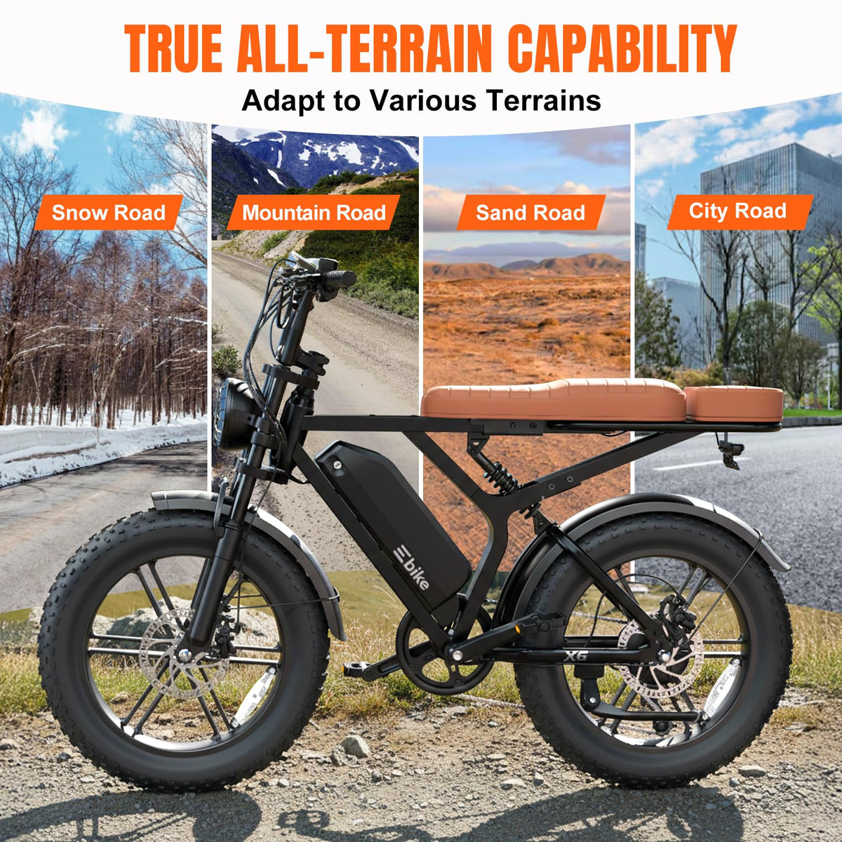 Electric Bike 48V 15 Ah Battery 2000W Peak Motor T8055