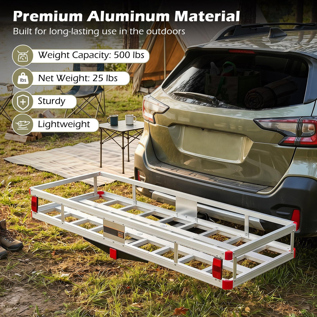 Aluminum Hitch Mount Cargo Carrier with 500LBS Capacity P723
