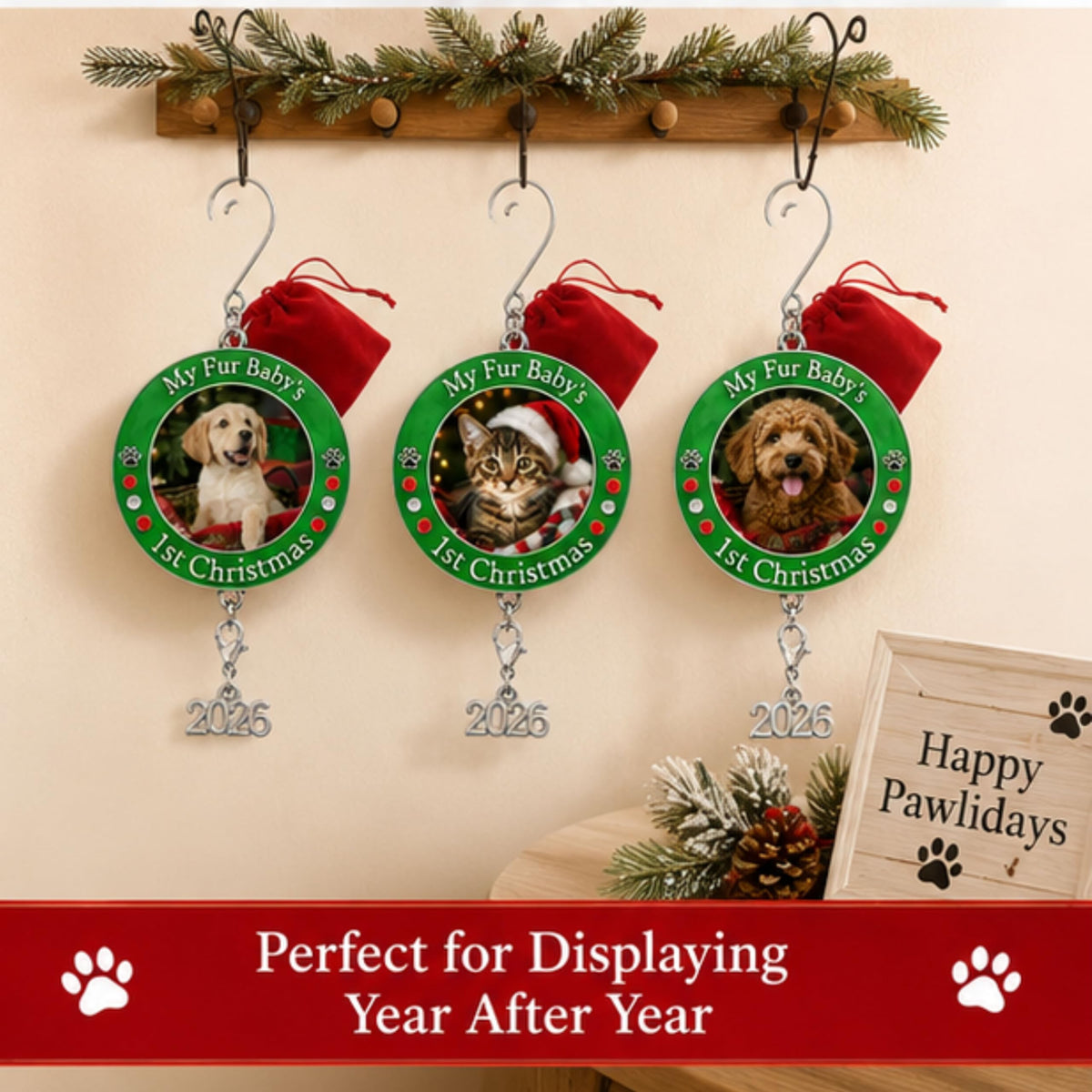 Dog Christmas Photo Ornament 3-Pack 3 Inch Z12349