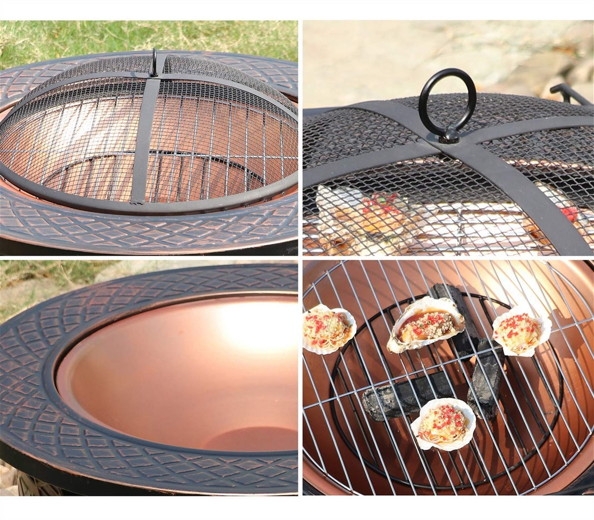 Wood-Burning Fire Pit Bowl with Spark Screen N326