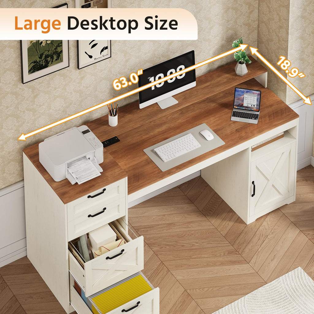 63" Computer Desk with 4 Drawers D245