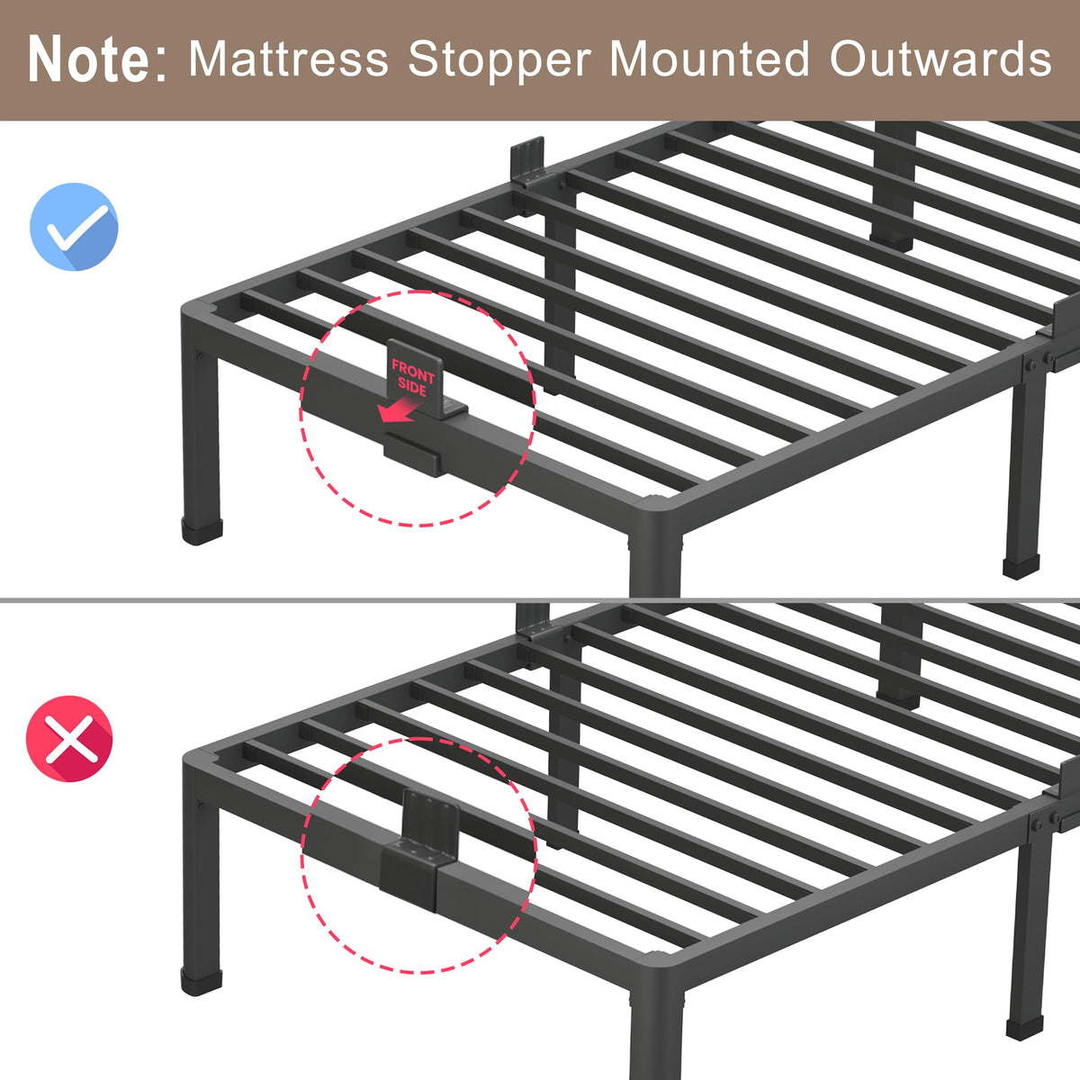 18 Inch Queen Bed Frame with Rounded Corner M8269