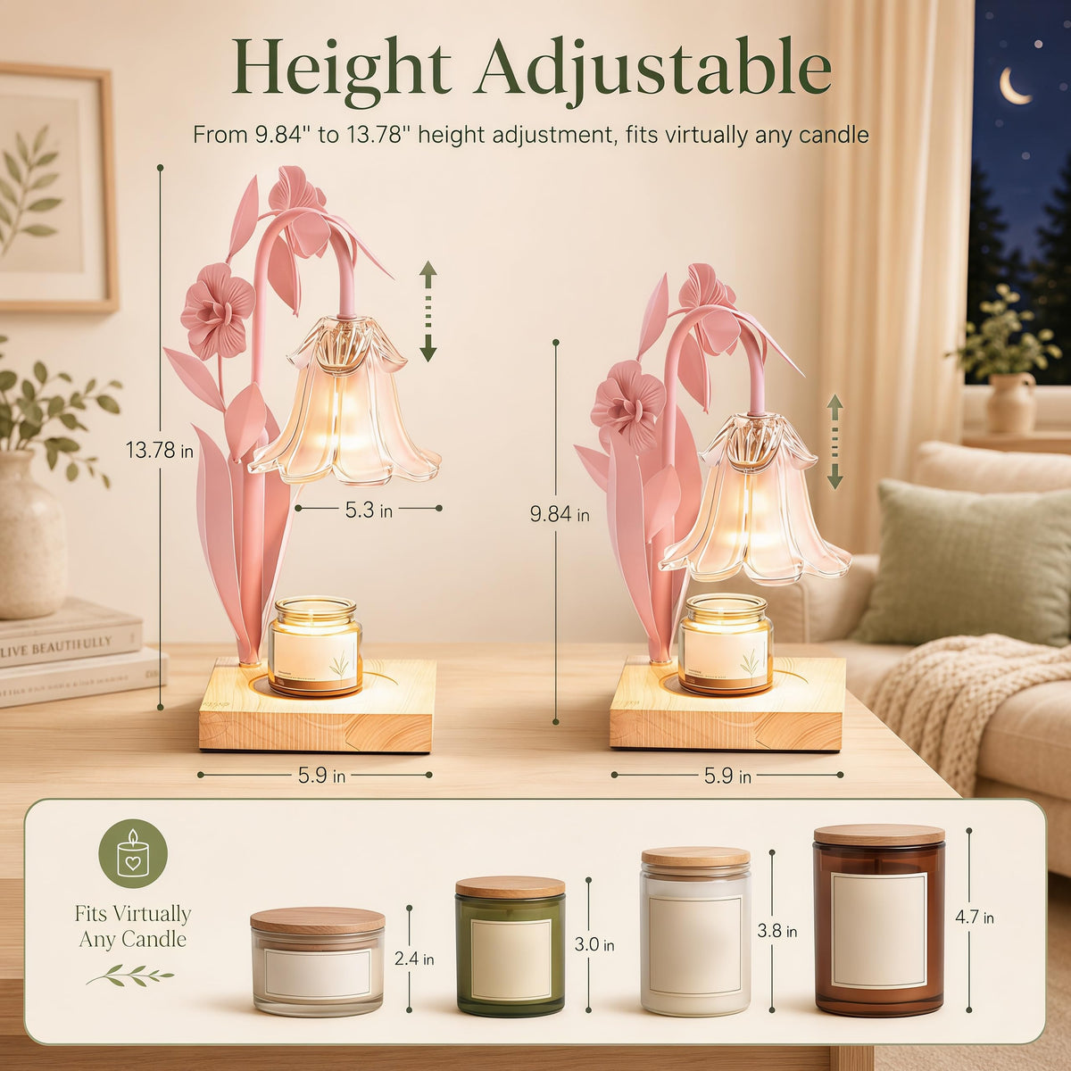 Pink Dimmable Candle Warmer Lamp with Timer X2112