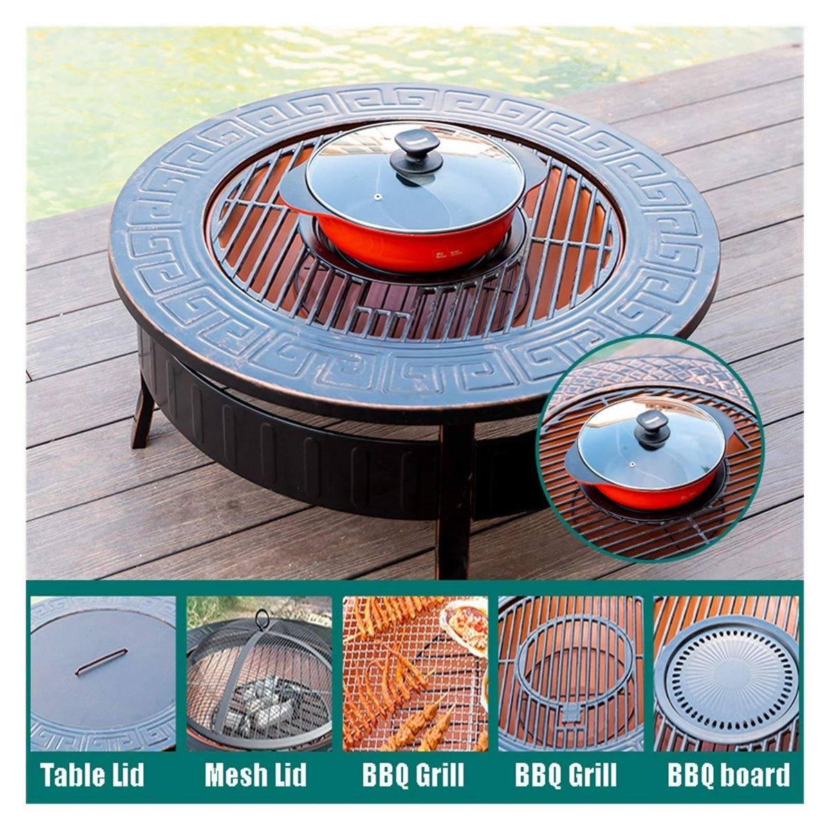 Wood-Burning Fire Pit Bowl with Spark Screen N326