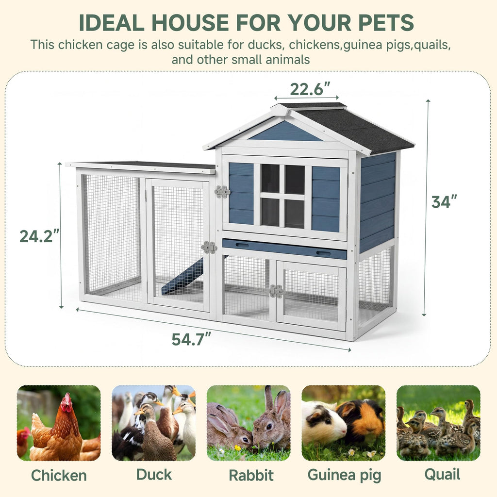 Wooden Rabbit Hutch with Pull-Out Cleaning Tray E954