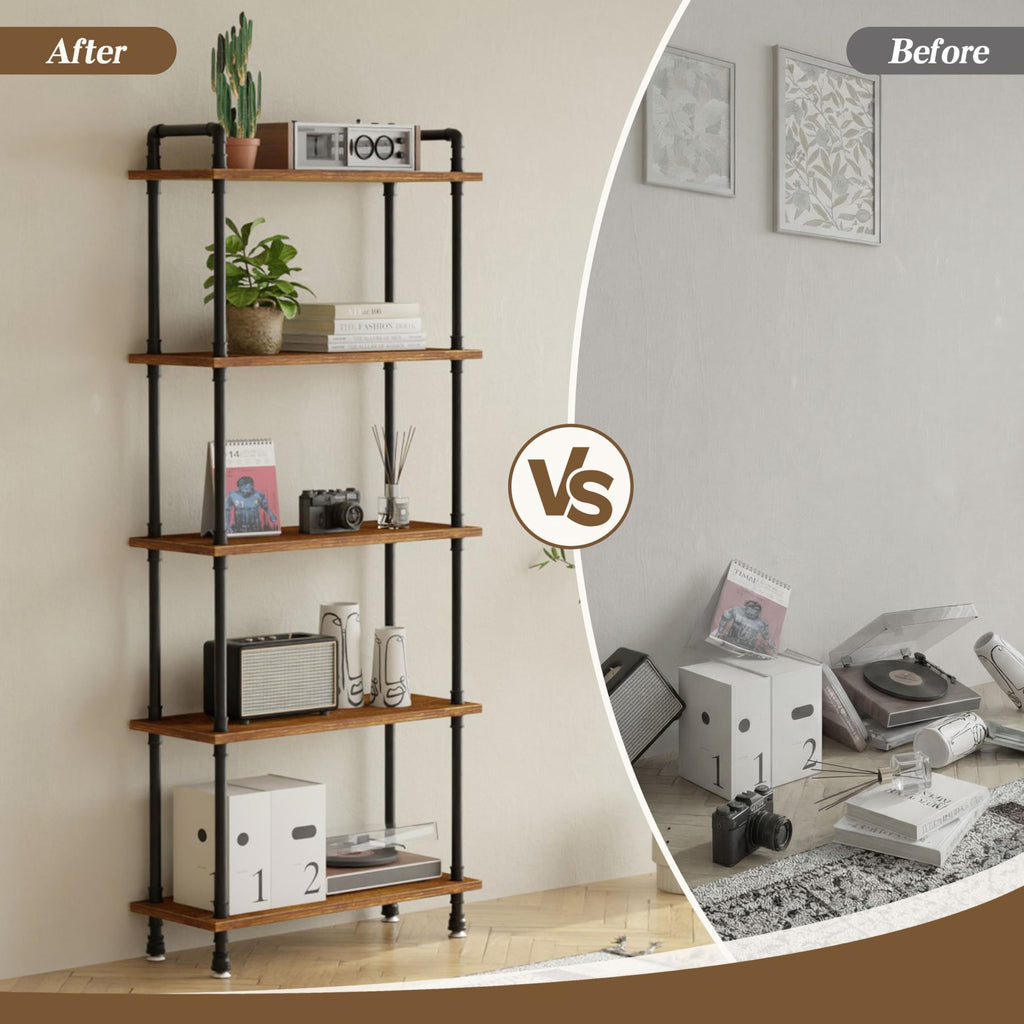 5 Tier Rustic Brown Bookshelf M19459