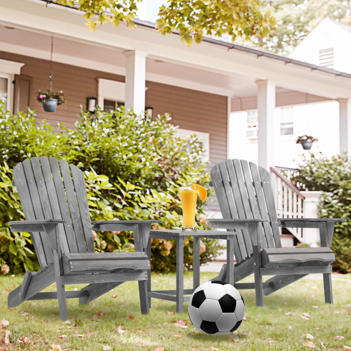 Wooden Folding Adirondack Chairs Set of 2 Solid Cedar D396