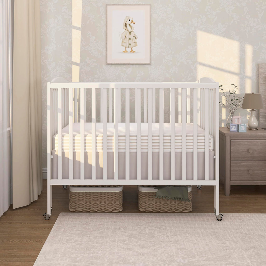 Full Size 2-in-1 Folding Baby Crib White U803