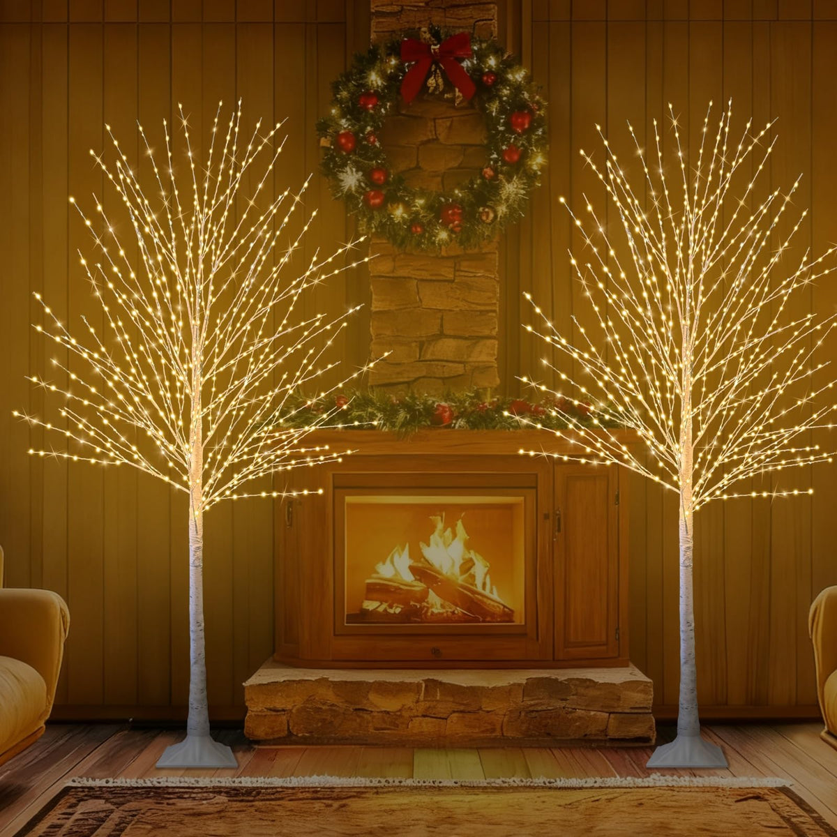6FT Lighted Birch Tree with 880 LED Lights S9774