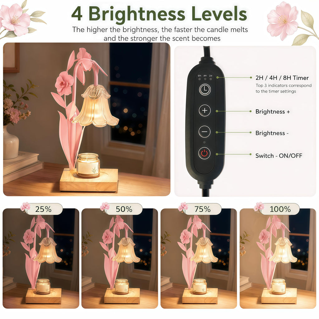 Pink Dimmable Candle Warmer Lamp with Timer X2112