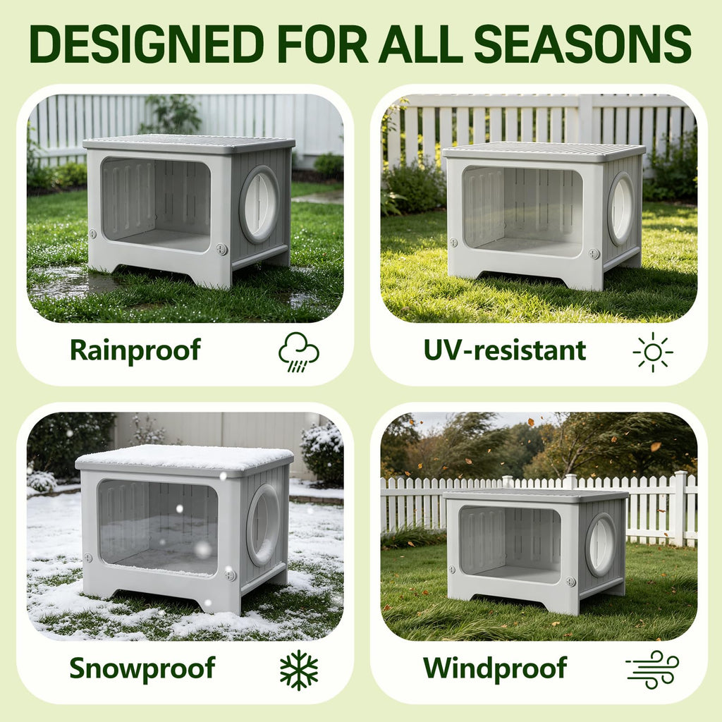 Weatherproof Stackable Outdoor Cat House with Clear Window V4112