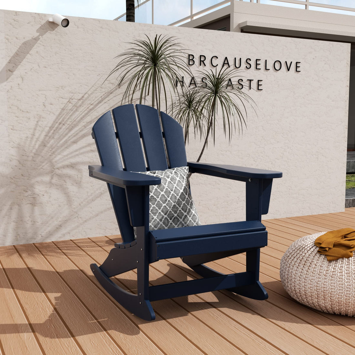 Navy Blue HDPE Outdoor Rocking Chair I573562