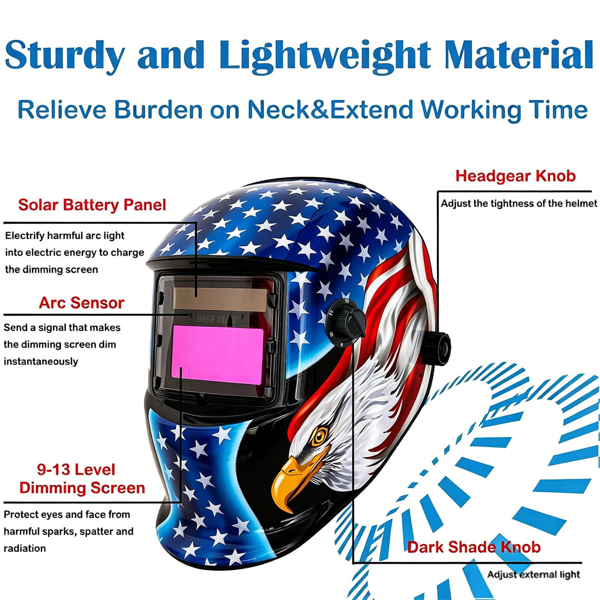 Auto Darkening Welding Helmet with Adjustable Shade Range 4/9-13 X837739