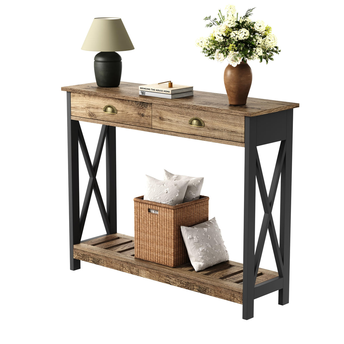 Farmhouse Console Table with Drawer D98655