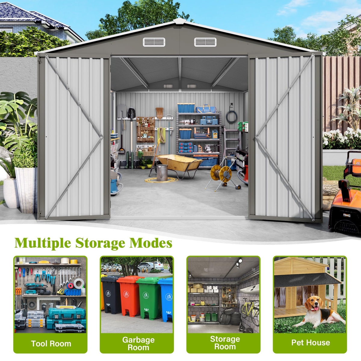 10x14 FT Outdoor Metal Storage Shed M437041