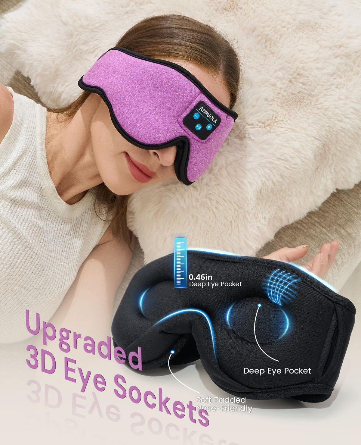Bluetooth Sleep Mask with Blackout Eye Mask E93734