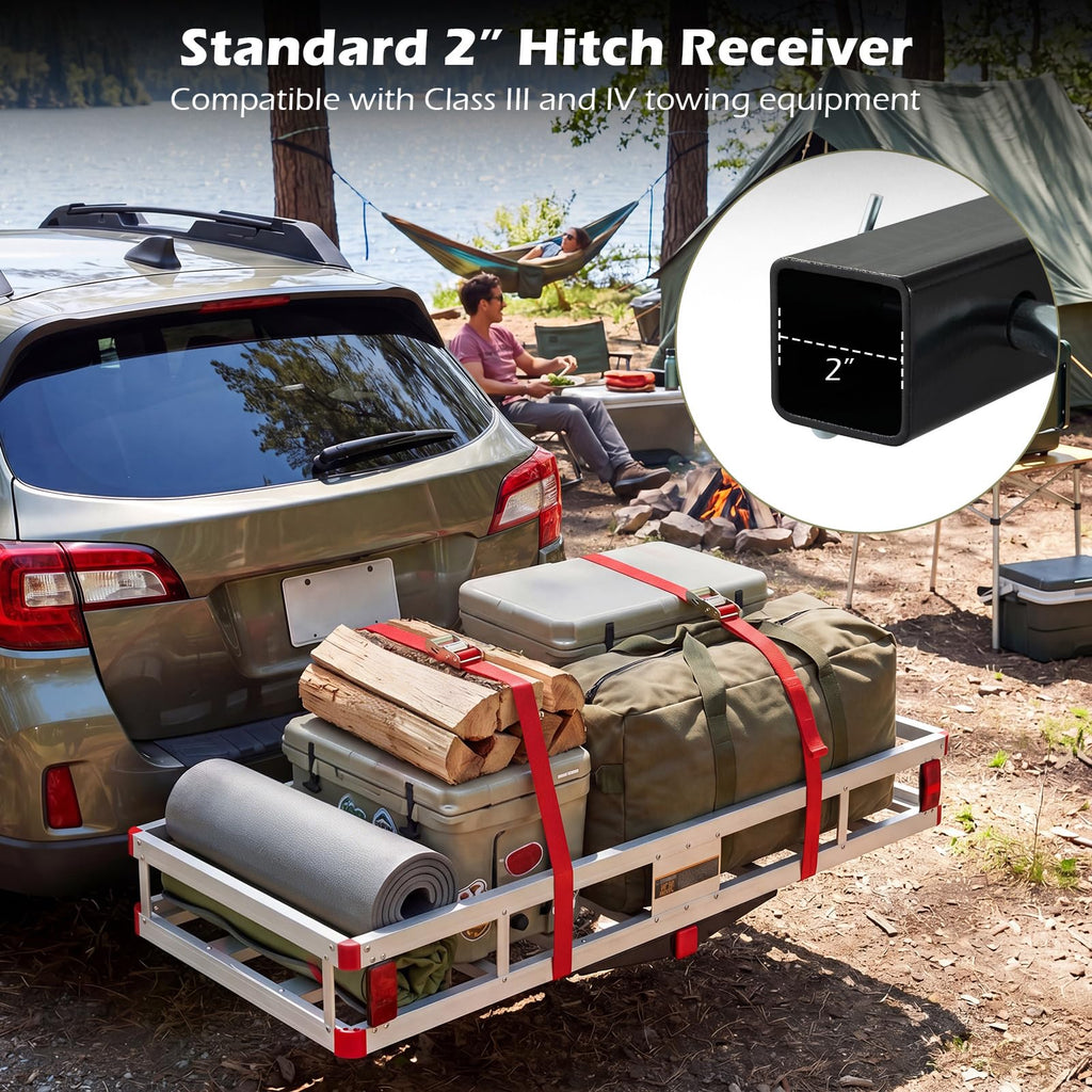 Aluminum Hitch Mount Cargo Carrier with 500LBS Capacity P723